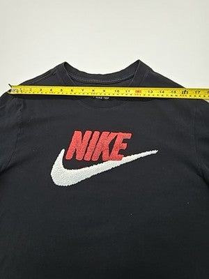 Nike Men Black Logo T-Shirt Size L Regular Crew Neck Cotton Jersey