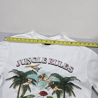 Unisex Jungle Graphic Tee White Cotton Short Sleeve Crewneck Regular