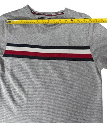Tommy Hilfiger Men's Grey Stripe Short Sleeve M Cotton T-Shirt Logo