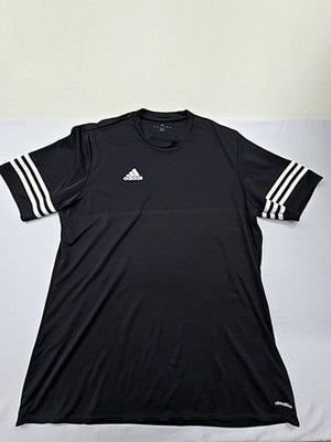 Adidas Men's Black Striped Short Sleeve Jersey Climacool Crew Neck