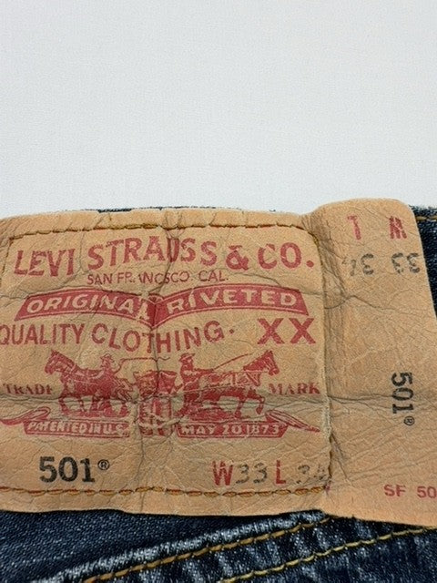 Levi Strauss Mens Blue 501 Jeans Size XX 27.56 Inseam Button Fly