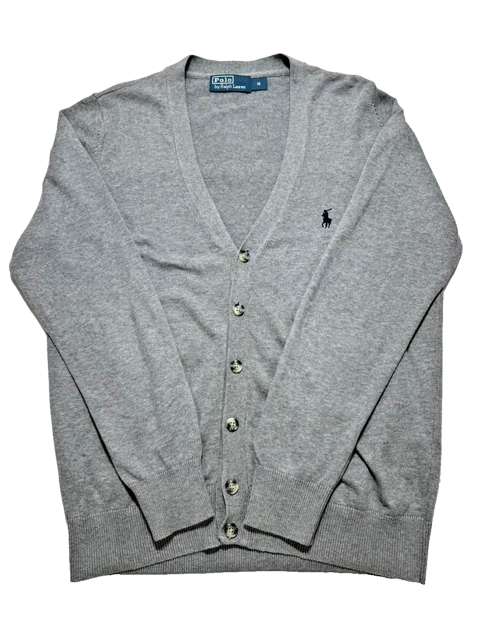 Polo Ralph Lauren Knit Grey Cardigan Sweater Vintage - Size M