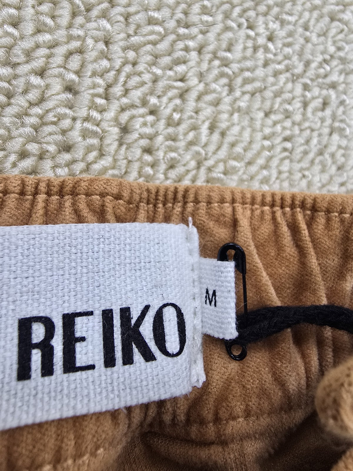 Reiko Women's M Baggy Pecan Brown Cotton Velvet Wide Leg Pants