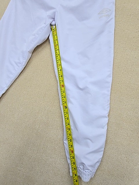 Umbro Men's White Nylon Track Pants S Relaxed Fit Tapered