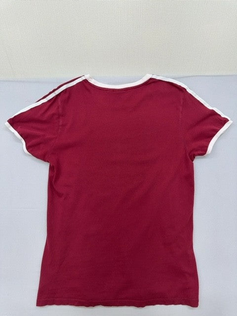 Adidas Originals 3 Stripes Burgundy Slim T-Shirt UK 8 US Cotton