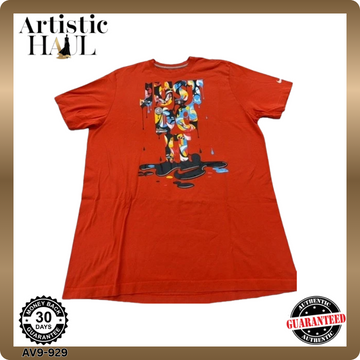 Nike Men's Orange Paint Splatter Short Sleeve T-Shirt Regular Cotton