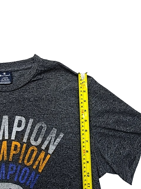 Champion Gray Graphic Print Crewneck T-Shirt Large C Logo