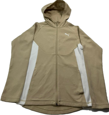 Women's Beige Puma Zip-Up Hoodie XL With Pockets And Logo