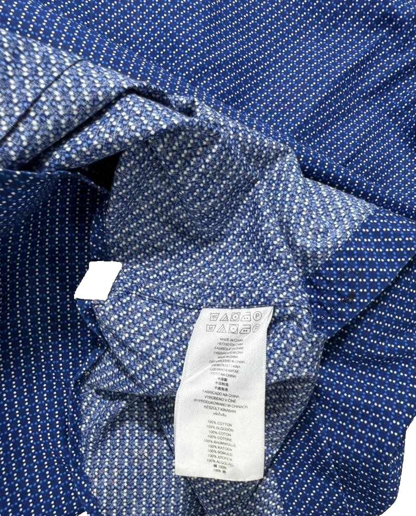 Michael Kors Men's Blue Dress Shirt XL Slim Fit Long Sleeve 100% Cotton Casual