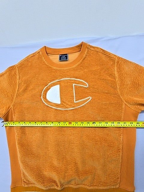 Champion Unisex Orange Corduroy Crewneck Hoodie Size L