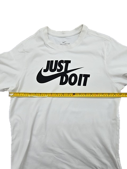 Nike Just Do It White Cotton Crewneck T-Shirt Men's Size L