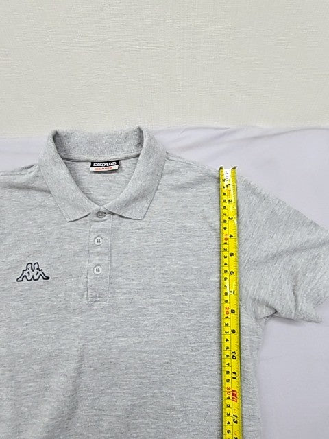 Kappa Men's Grey Polo Shirt Medium Short Sleeve Cotton Embroidered