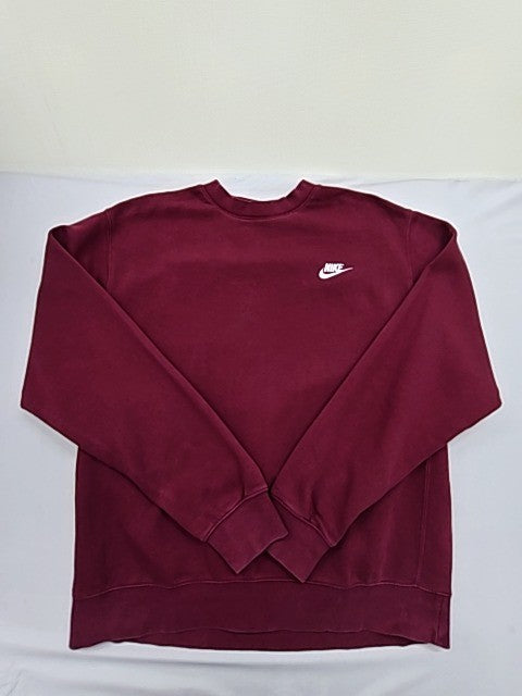 Nike Crewneck Fleece Sweatshirt Maroon M Long Sleeve Swoosh