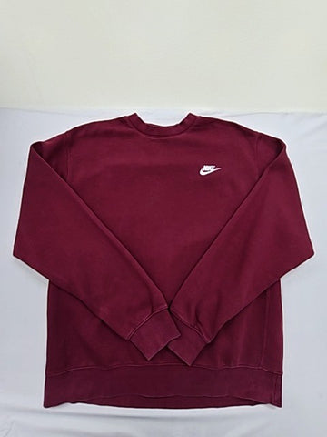Nike Crewneck Fleece Sweatshirt Maroon M Long Sleeve Swoosh
