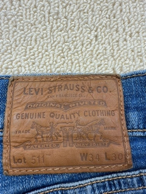Levi's 511 Men's Slim Fit Blue Denim Jeans W34 L30 Cotton