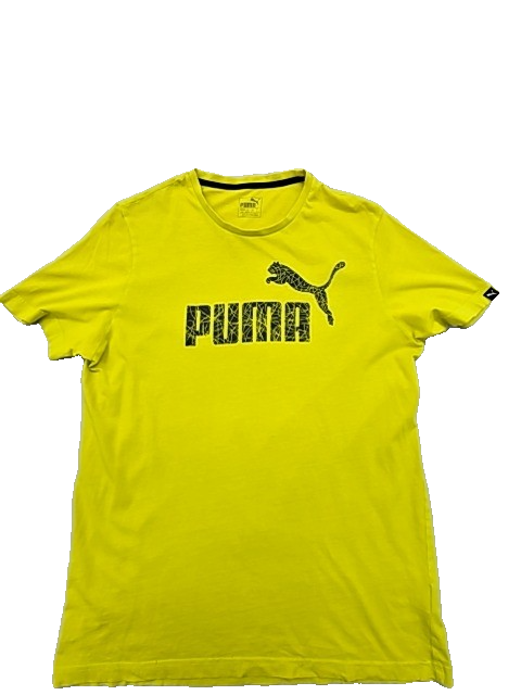 Puma Men's Yellow T-Shirt – Size L, Short Sleeve, Crew Neck