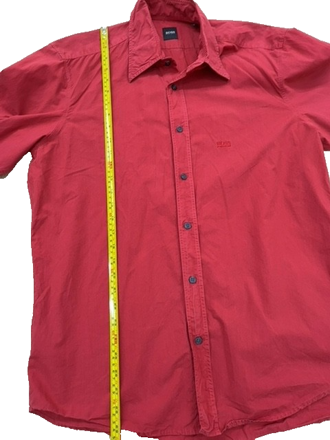 Hugo Boss Red Slim Fit Long Sleeve Cotton Dress Shirt Men's L