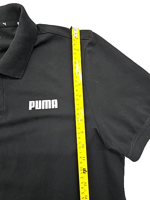 PUMA Black Short Sleeve Polo Shirt Men's L Regular Fit Button