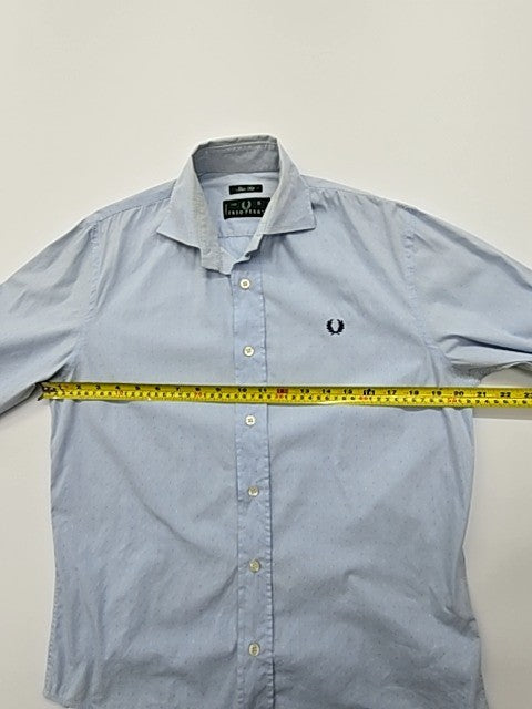 Fred Perry Men's Light Blue Slim Fit Button-Up Shirt Size S