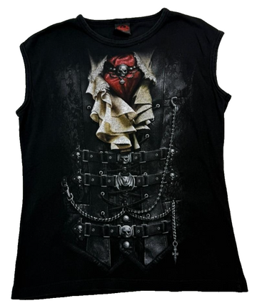 Spiral-Branded Black Cotton Sleeveless T-Shirt - Size L