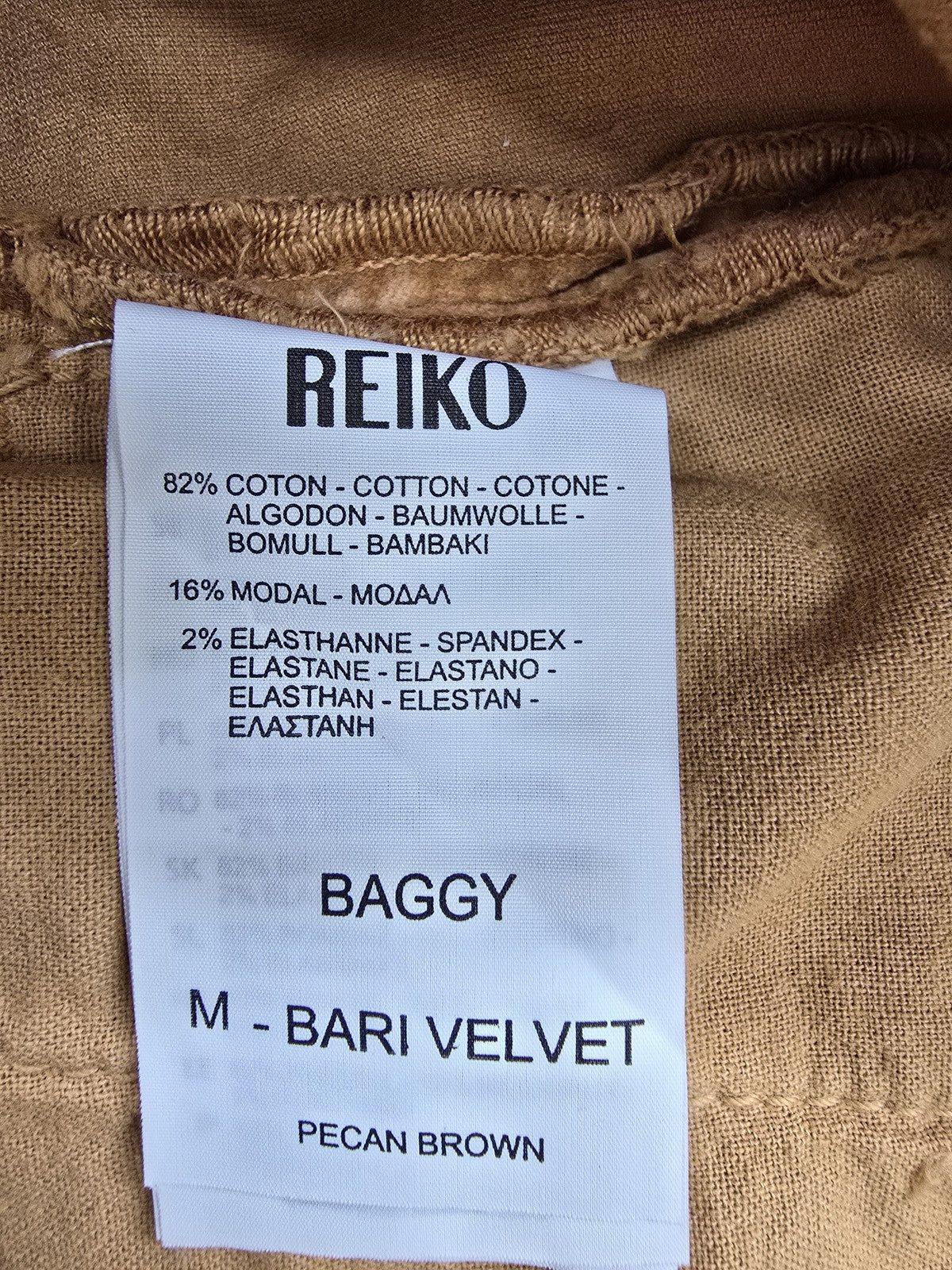 Reiko Women's M Baggy Pecan Brown Cotton Velvet Wide Leg Pants