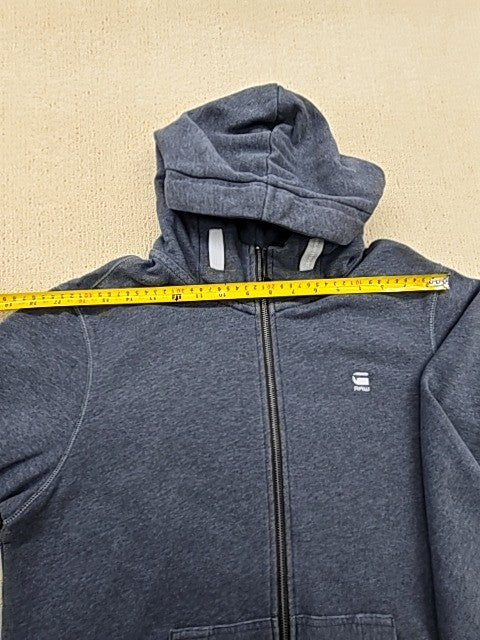 G-Star Raw Men's Gray Zip Up Hoodie Cotton Blend M Relaxed