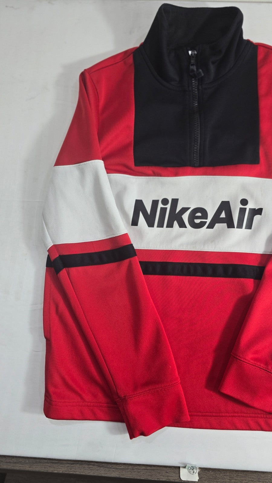 Nike Air Half Zip Sweatshirt Red Black White Pullover Athletic Top Medium