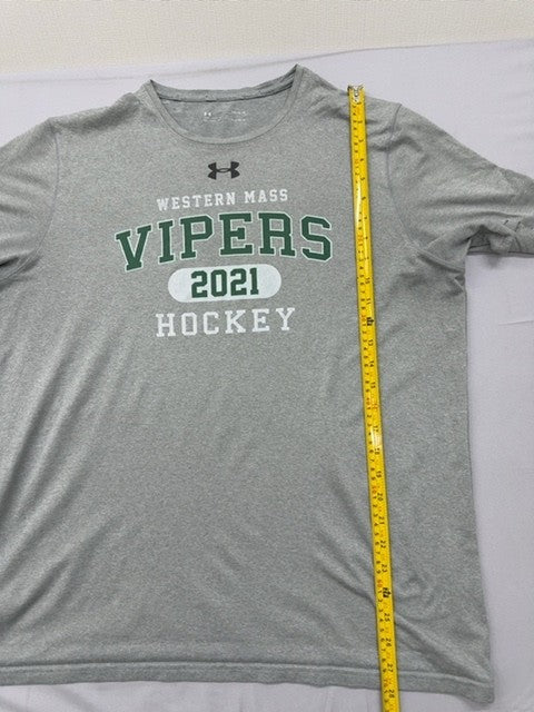 Under Armour Grey Hockey HeatGear T-Shirt Large Loose Fit Crewneck