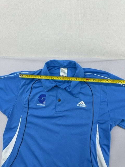 Adidas Blue 3-Stripes Short Sleeve Polo Shirt M 100% Polyester
