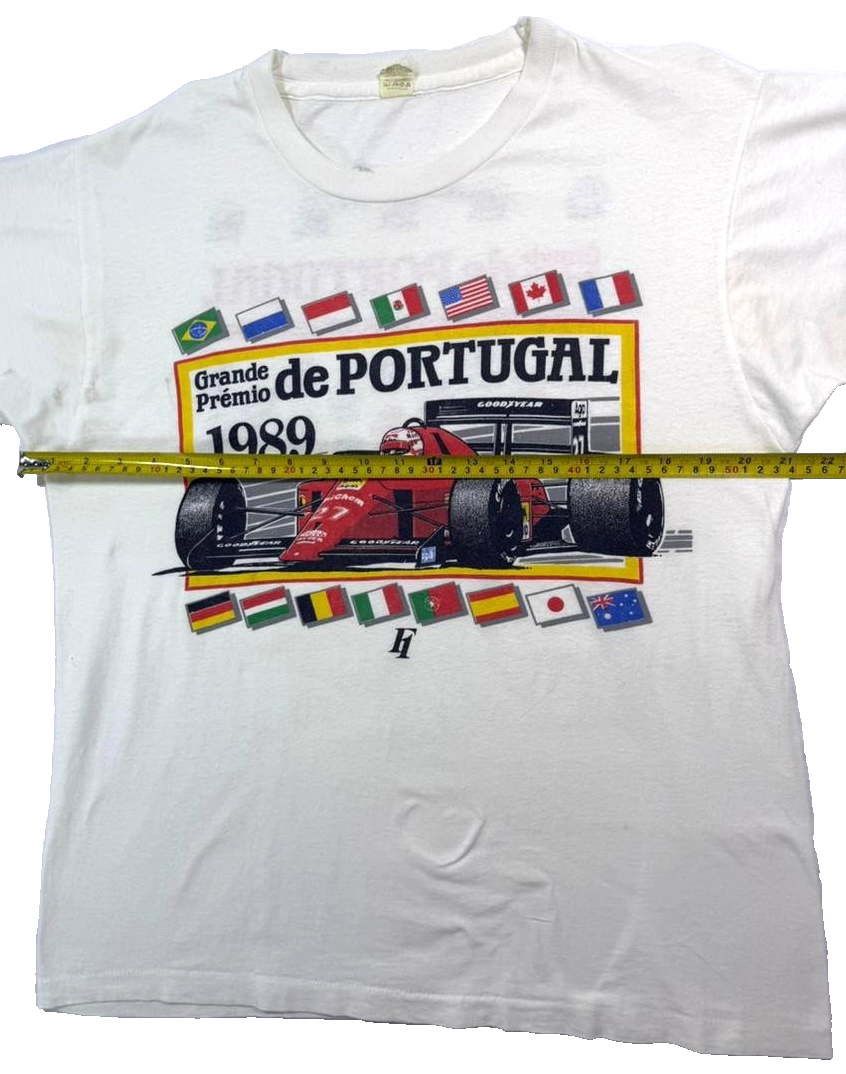 Screen Stars T-Shirt For Men Grande Premio De Portugal F1 Racing In White - XL