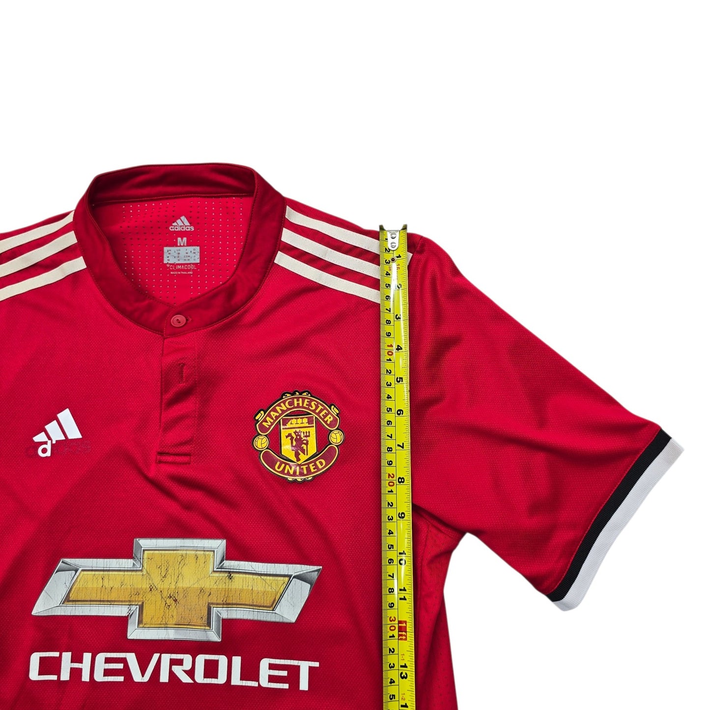 Adidas Men's Red Striped Manchester United Jersey M 2014-15