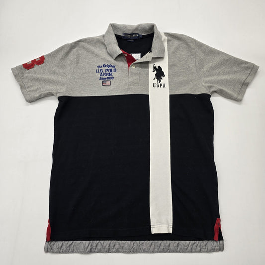 U.S. Polo Assn. Youth Black Polo Shirt – Size L, Colorblock, Cotton