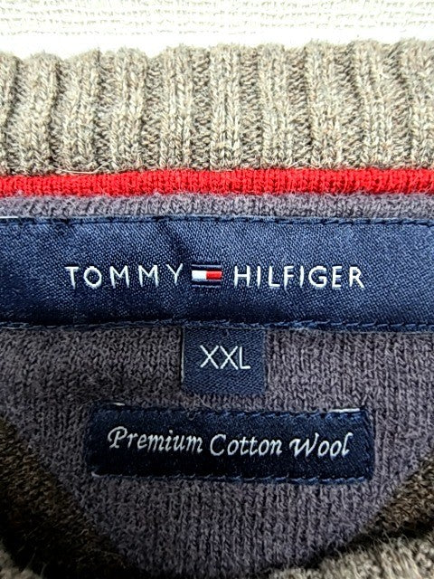 Tommy Hilfiger Men's Gray Brown Stripe Crewneck Sweater XXL Long Sleeve