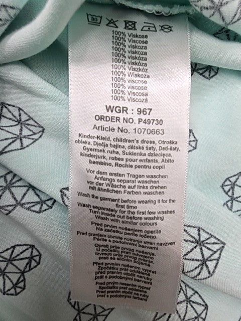 Y.F.K. Girls Mint Green Heart Print Knee Dress 12-14