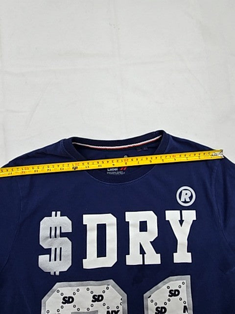 Superdry Vintage Label Navy L Men's Cotton T-Shirt Relaxed Fit Logo