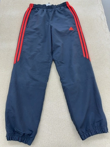 Adidas Navy Striped Track Pants Unisex Straight Leg Drawstring