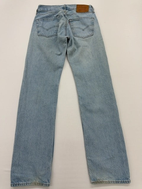 Levi’s Men Light Blue Straight 501 Jeans 29W 32L Button Fly Medium Wash Used