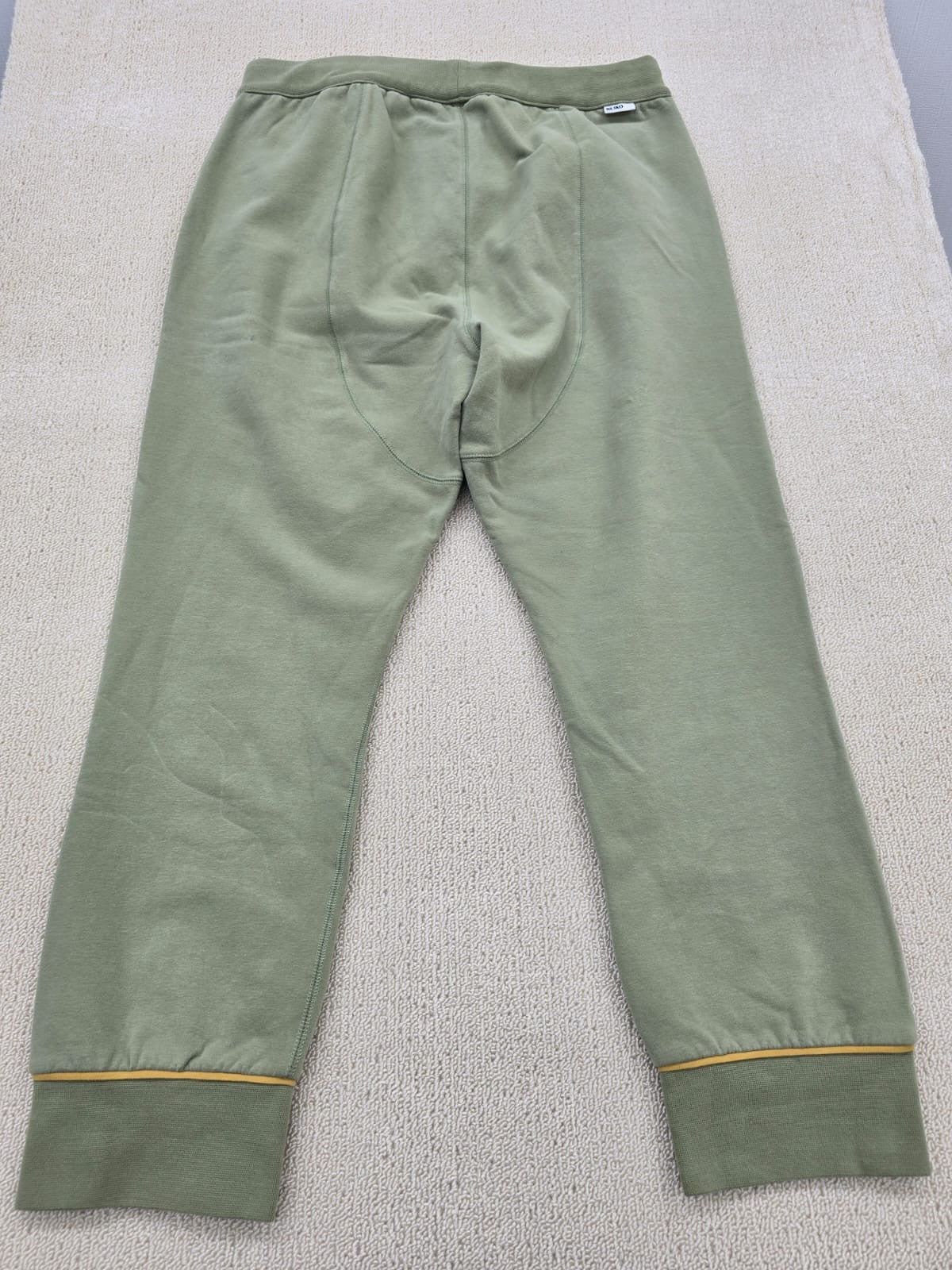 Hanna L Military Olive Pants Elastic Waist Drawstring Ribbed Cuffs Gold Piping