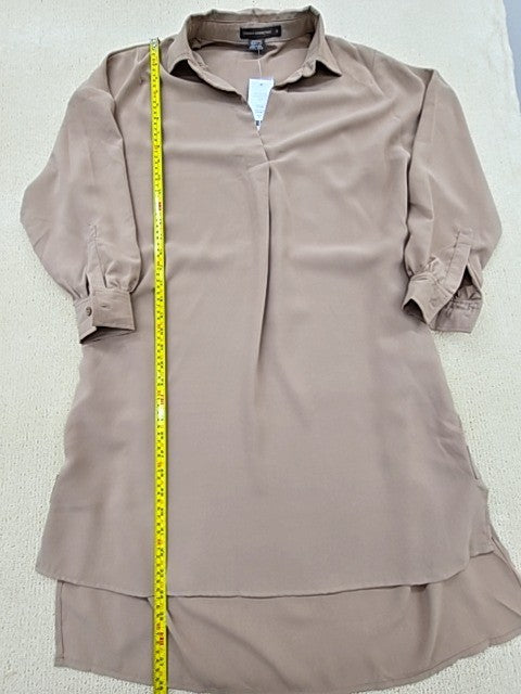 French Connection 71TVR Camel Midi Dress UK 8 Cotton Belted
