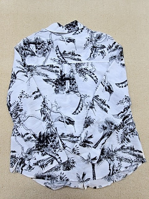 Koton Women's White Tropical Long Sleeve Cotton Shirt Size 38