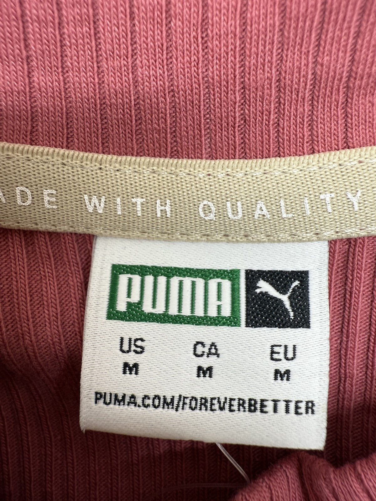 Puma Women's Burgundy Ribbed Long Sleeve Crop Top M