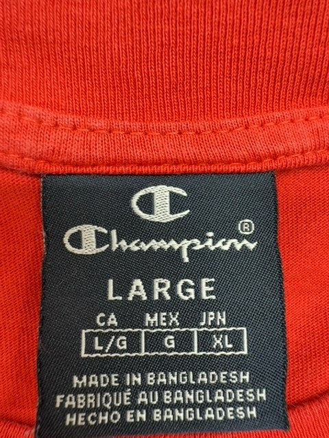 Champion Men's Red Short Sleeve T-Shirt L Crewneck 100% Cotton 21135