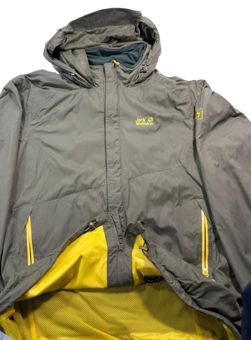 Jack Wolfskin Men's Olive Green Hooded Outdoor Jacket Texapore Full Zip L