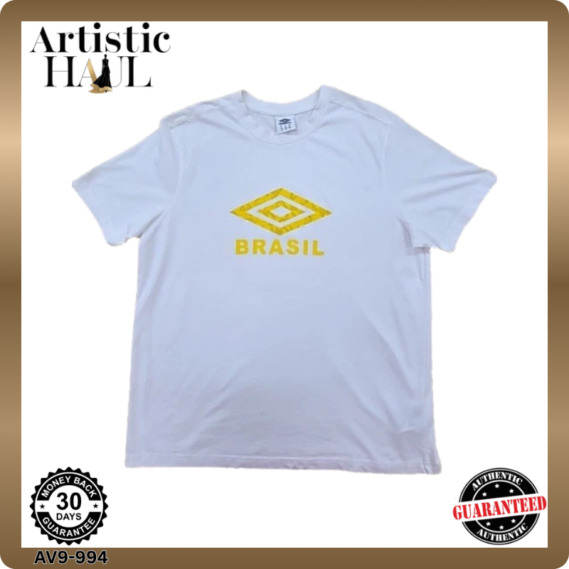 Umbro Brasil White XL Short Sleeve Crewneck Jersey T-Shirt Regular Fit