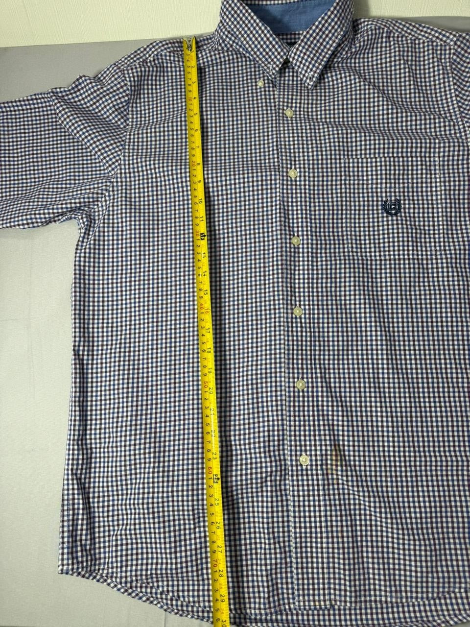 Chaps Men's Large Button Down Shirt Purple White Gingham Easy Care