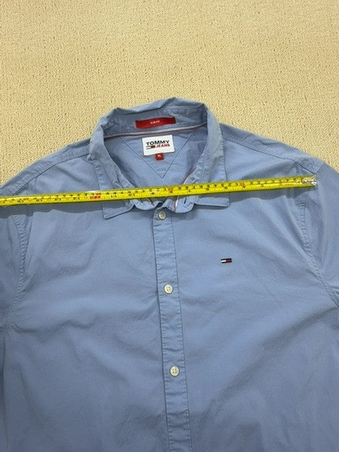Tommy Jeans Men's XL Light Blue Slim Fit Long Sleeve Button-Down Shirt
