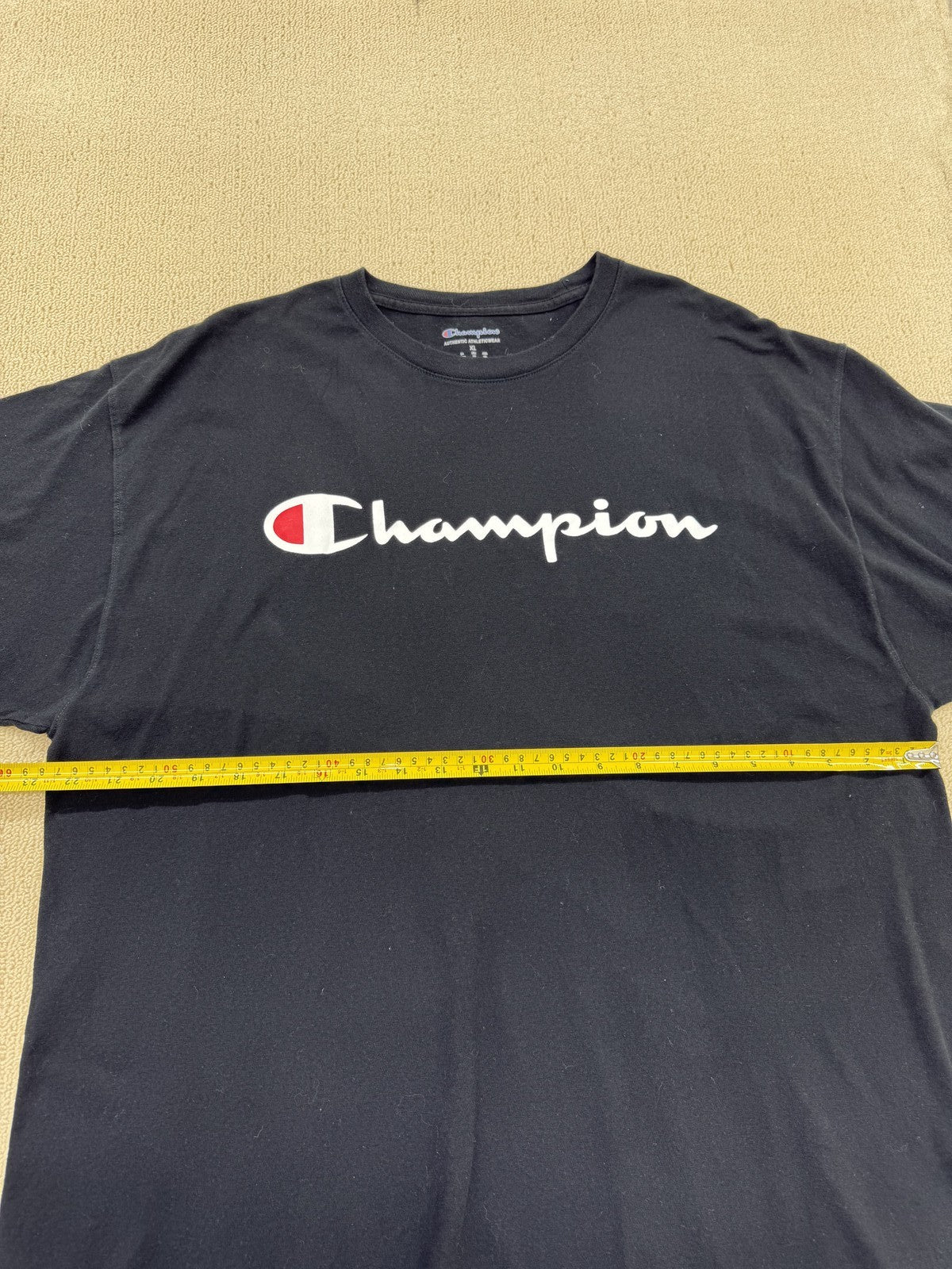 Champion Men's Black Short Sleeve Crewneck T-Shirt XL Cotton