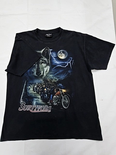 Rock Chang Men's XL Black Biker Graphic T-Shirt Cotton