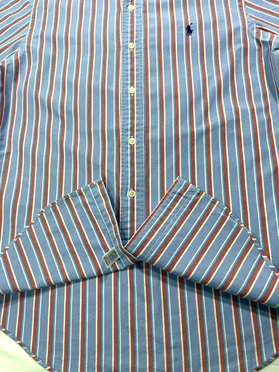 Polo Ralph Lauren Short-Sleeve Striped Oxford Shirt In Blue,Red, And White