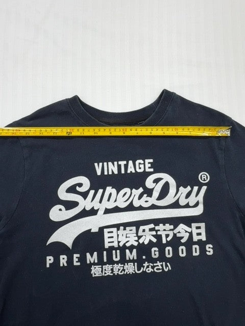 Superdry Men's Navy Vintage Logo T-Shirt Size L Premium Cotton